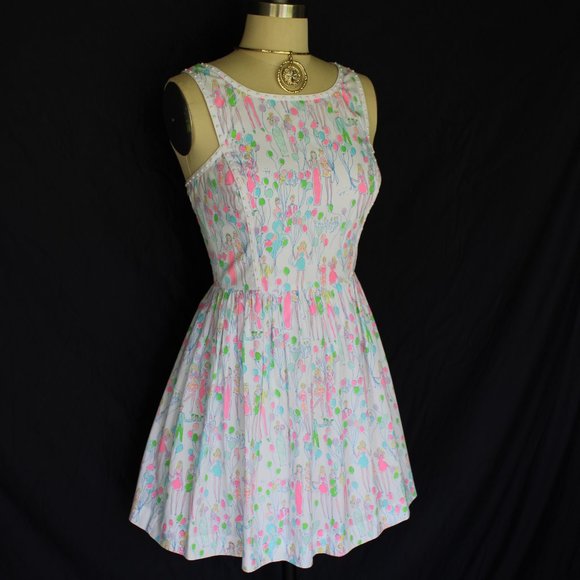 Rare Lilly Pulitzer Sandrine fit & flare Balloon resort white Pop beaded dress - Picture 2 of 11
